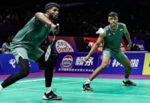 थॉमस कप बैडमिंटन-भारतीय टीम क्वार्टर फाइनल में satwik chirag thomas cup 2024 england 1714377297