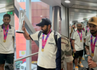 क्रिकेट टीम के वतन वापस लौटने पर इंदिरागांधी एयरपोर्ट पर किया गया भव्य स्वागत। Screenshot 2024 07 04 103202 e1720069397193