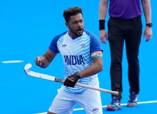 हॉकी शूटआउट में कप्तान हरमनप्रीत सिंह का 360 डिग्री गोल AP08 04 2024 000191B 0 1722778106444 1722778132777