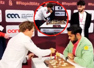 चेस वर्ल्ड चैंपियन कार्लसन ने फिर टेबल पर हाथ पटका: मुकाबले के दौरान भावनाओं का उबाल Magnus Carlsen slams the table 2025 12 165c80d95340f51fdd8aca1dc89a5536