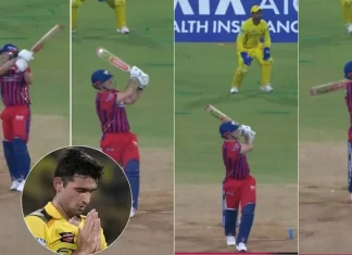 कम्बोज के दो ओवरों में बल्लेबाजों का तूफान, लगातार 8 गेंदों पर लगे 8 छक्के Mitchell Marsh destroys Anshul Kamboj smashes four consecutive sixes to collect 28 runs in an over
