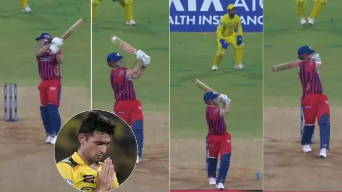 Mitchell Marsh destroys Anshul Kamboj smashes four consecutive sixes to collect 28 runs in an over Mitchell Marsh destroys Anshul Kamboj smashes four consecutive sixes to collect 28 runs in an over